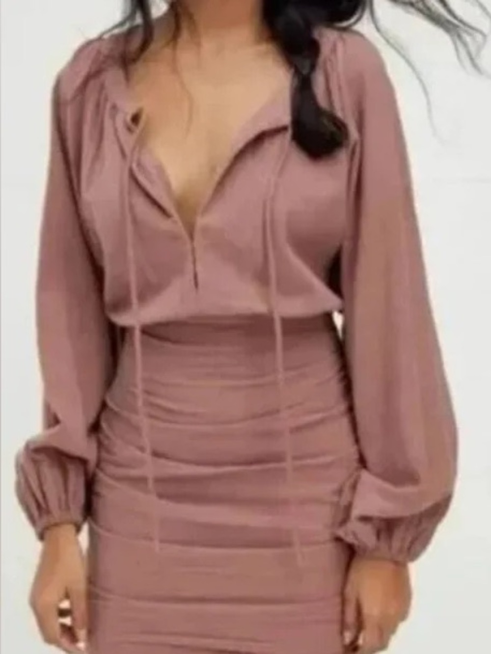 Free People The One & Only Long-Sleeve Tie-Neck Dress in Plum